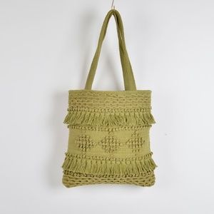 Hand tufted and tasseled fern tote bag